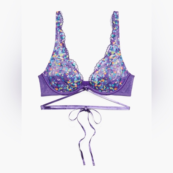 Savage X Fenty Other - NWT Savage x Fenty Steamy Floral Unlined Lace Bra Purple Royale Romance In Bloom